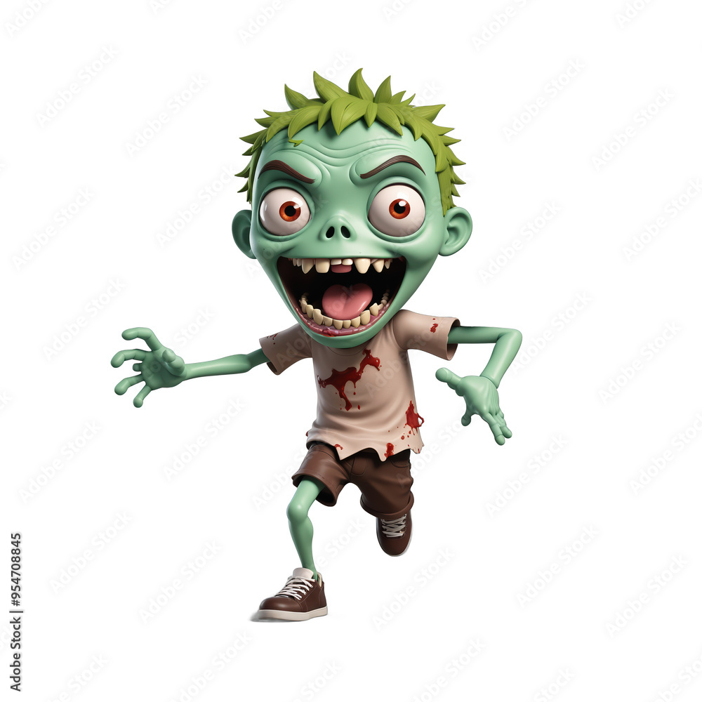 Cute Cartoon Zombie with Copy Space for Halloween or Horror Movie Poster Design Cute Cartoon Zombie with Copy Space for Halloween or Horror Movie Poster Design