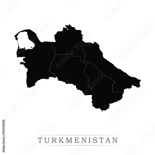 Turkmenistan map on white background vector. Administrative regions of Turkmenistan