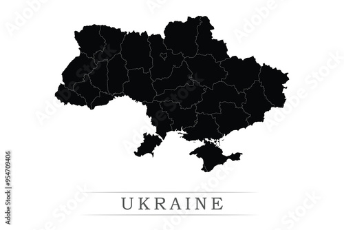 Ukraine map on white background vector. Administrative regions of Ukraine
