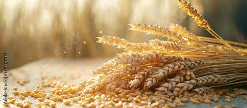 Organic wheat grains on the...