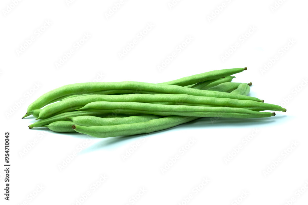 Group of french bean, haricot bean, snap bean, string bean isolated on white background closed up stack Group of french bean, haricot bean, snap bean, string bean isolated on white background closed up stack