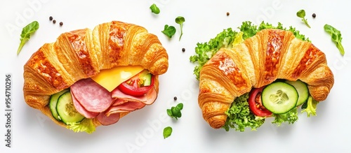 Delicious croissant sandwic...