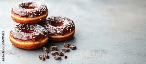 Chocolate donuts on a light...