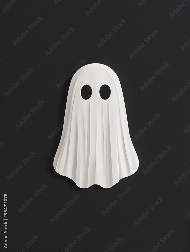 Minimalist Ghost Outline Floating in Blank Space with Clean Lines Minimalist Ghost Outline Floating in Blank Space with Clean Lines