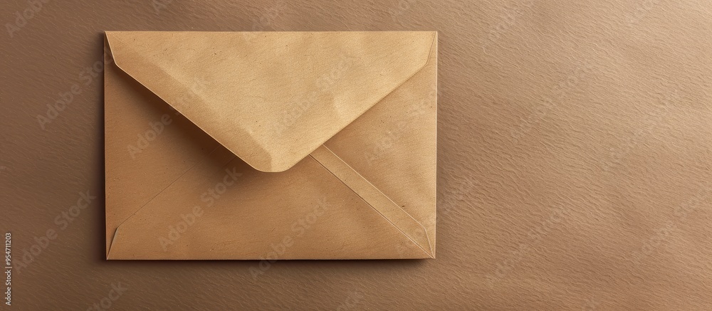 Blank white envelope on a brown textured cardboard background with space for a message. with copy space image. Place for adding text or design Blank white envelope on a brown textured cardboard background with space for a message. with copy space image. Place for adding text or design