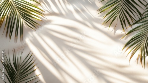 Palm Leaf Shadows on White Surface