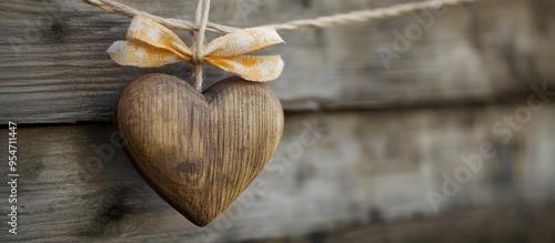 Wooden heart ornament with ...
