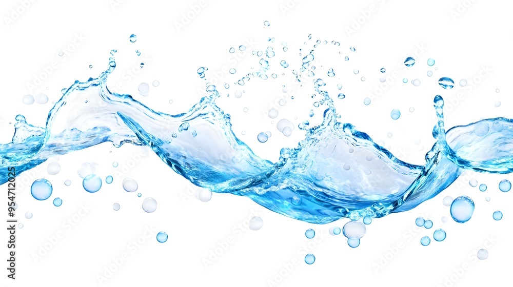Blue Water Splash with Bubbles - Abstract Background Blue Water Splash with Bubbles - Abstract Background