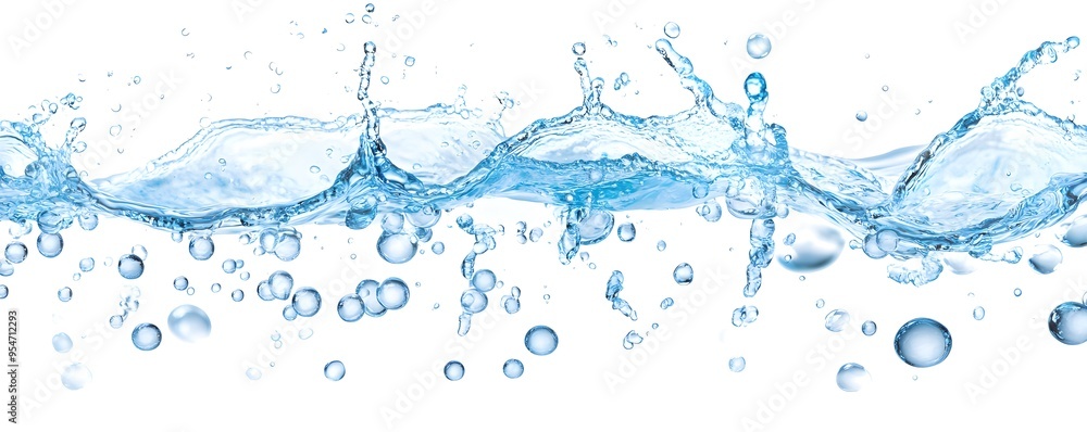 Blue Water Splash with Bubbles - Abstract Background Blue Water Splash with Bubbles - Abstract Background