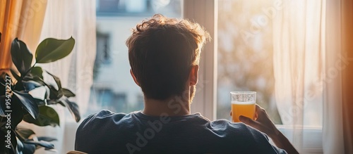 Young man with a cup of dri...