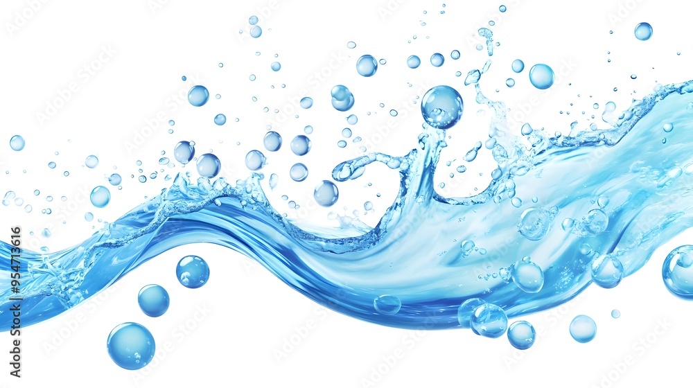 Blue Water Splash with Bubbles - Abstract Texture Background Blue Water Splash with Bubbles - Abstract Texture Background