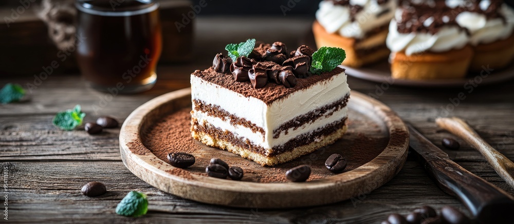 coffee cake on a wooden table with copyspace coffee cake on a wooden table with copyspace
