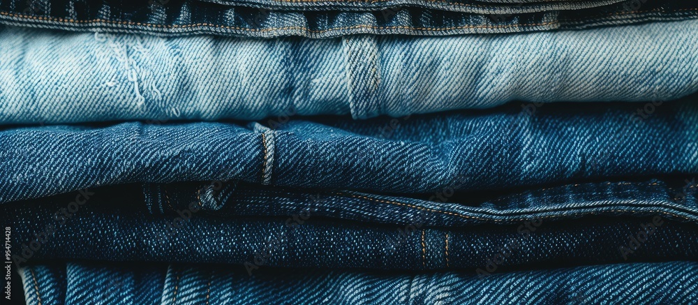 Stack of blue jeans in various shades Jeans stacked on a white background Blue denim jeans texture banner with copyspace for text design background Canvas denim fashion texture Stack of blue jeans in various shades Jeans stacked on a white background Blue denim jeans texture banner with copyspace for text design background Canvas denim fashion texture