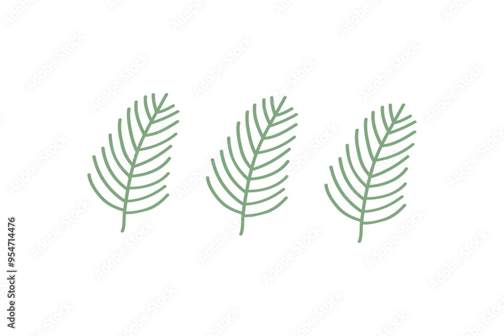 Three green line art leaves in a minimalist style, evenly spaced on a clean white background. Three green line art leaves in a minimalist style, evenly spaced on a clean white background.