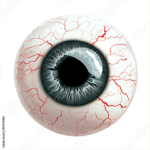 eyeball is creepy, watercolor clipart with white isolated background. Halloween