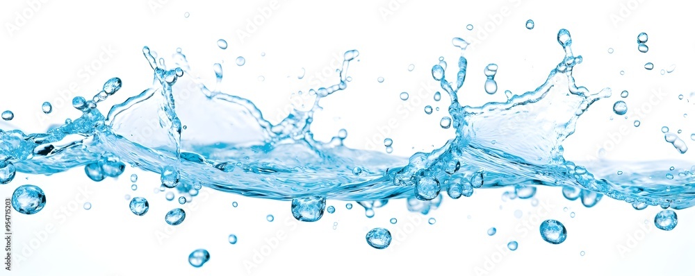 Blue Water Splash with Bubbles - Liquid Background Blue Water Splash with Bubbles - Liquid Background