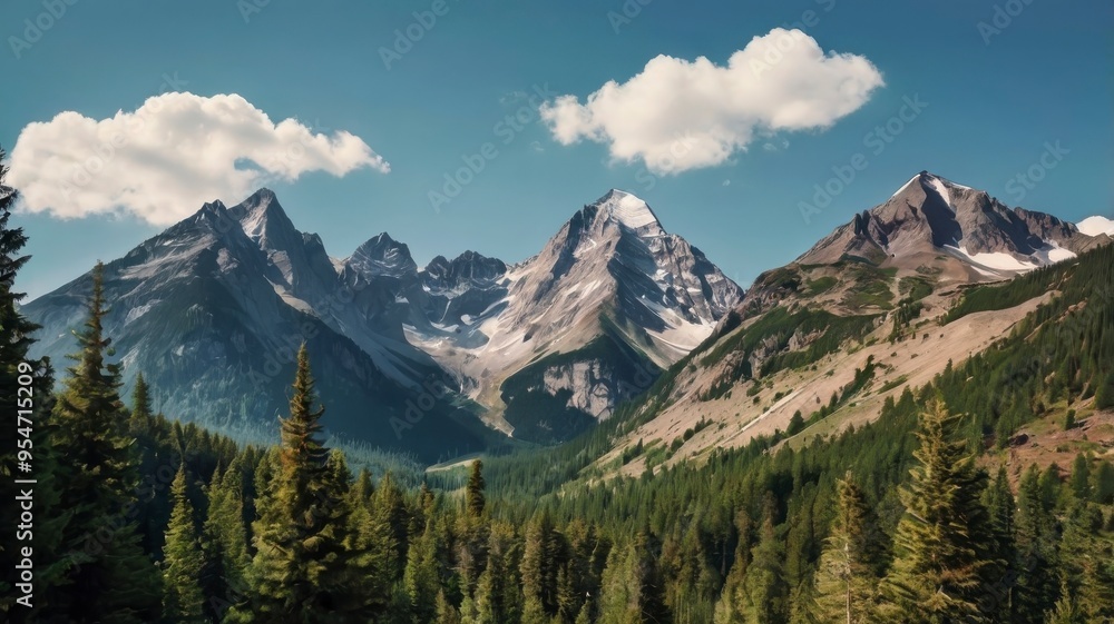 Fototapeta premium Scenic mountain peaks cutout 