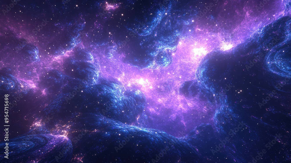 A surreal digital space in the metaverse, featuring violet and blue fractals, twinkling stars, and glowing nebulae A surreal digital space in the metaverse, featuring violet and blue fractals, twinkling stars, and glowing nebulae