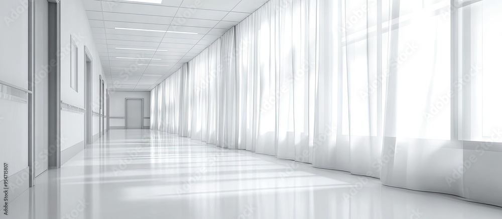 White curtain in a hospital room. with copy space image. Place for adding text or design White curtain in a hospital room. with copy space image. Place for adding text or design