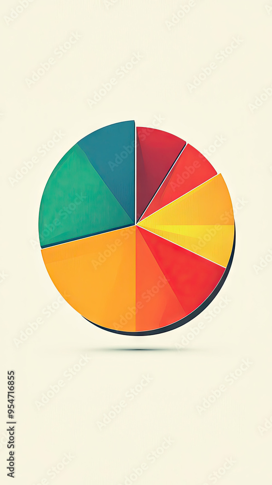 Fototapeta premium A Vibrant Pie Chart: Representing Data with Color and Form