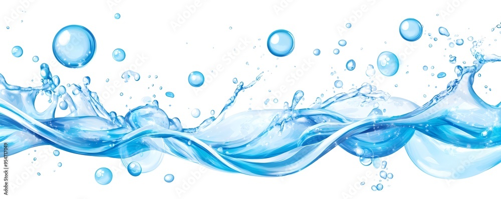 Blue Water Splash with Bubbles Abstract Background Blue Water Splash with Bubbles Abstract Background