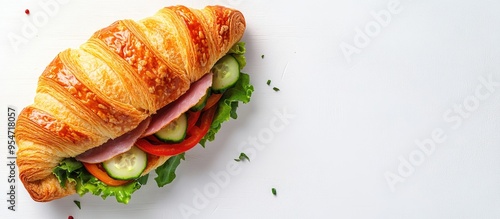 Delicious croissant sandwic...