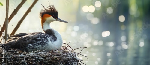 Close up of a great crested...