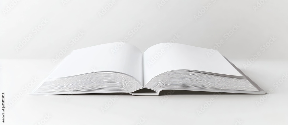 Fototapeta premium White book on a white background featuring copy space