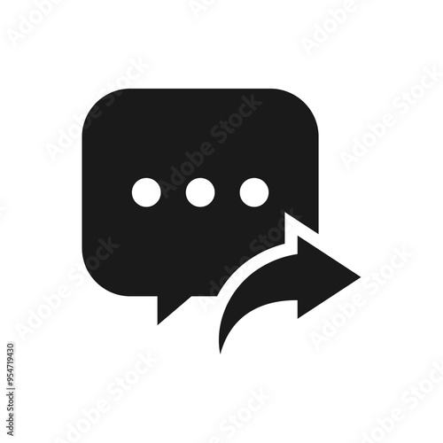 Reply comment, send chat message icon flat style isolated on white background. Vector illustration