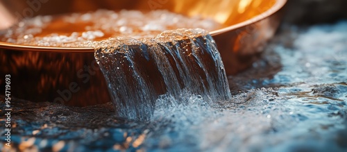 Water flows into the copper...