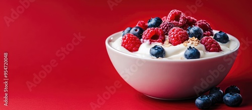 A bowl of yogurt topped wit...