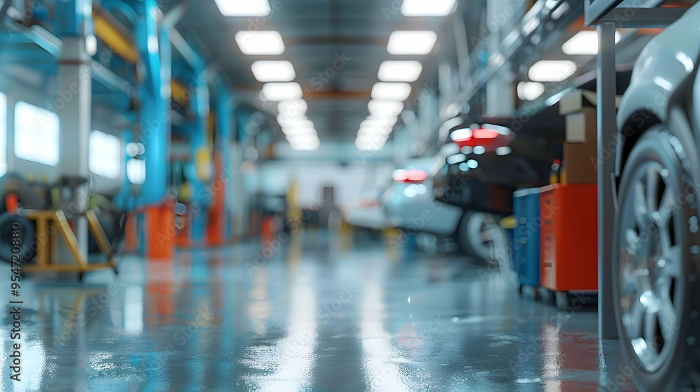 car service centre auto repair workshop blurred panoramic background car service centre auto repair workshop blurred panoramic background