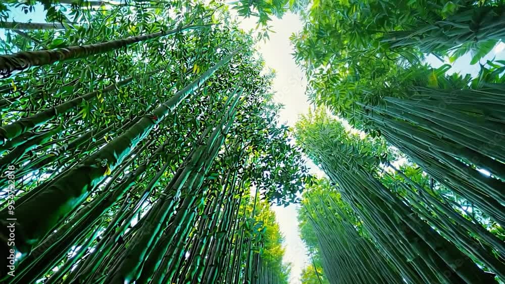 Exploring the serene beauty of a bamboo forest on a sunny day in Japan Exploring the serene beauty of a bamboo forest on a sunny day in Japan