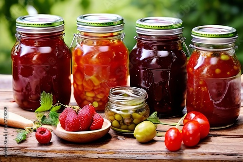  canningpreserving preparing jams pickles or sauces for long ter photo