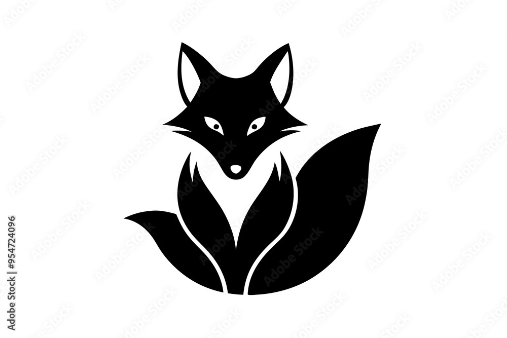 Obraz premium black and white fox logo icon