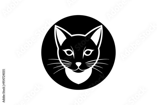 black and white cat logo icon