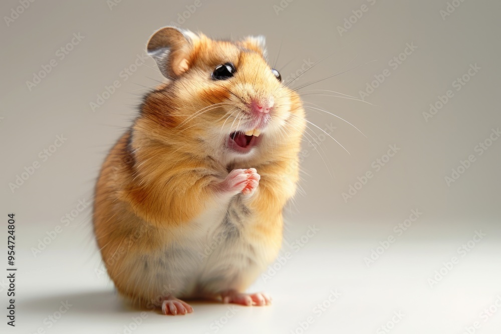 Adorable Smiling Hamster Close-Up in Natural Light with Bokeh Background Adorable Smiling Hamster Close-Up in Natural Light with Bokeh Background
