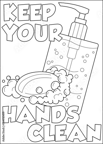 soap personal hygiene coloring book page