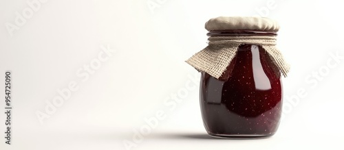 Homemade plum jam jar isola...
