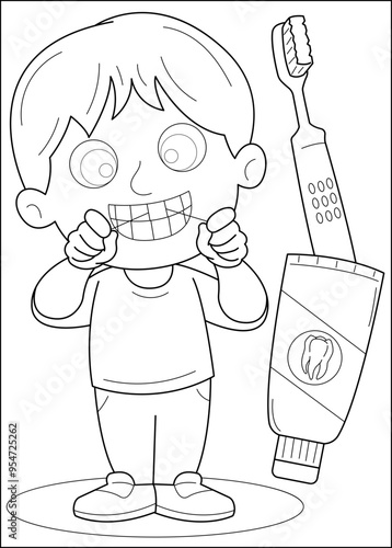 floss personal hygiene coloring book page