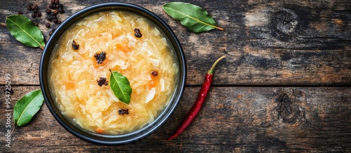 Sauerkraut soup in a bowl a...