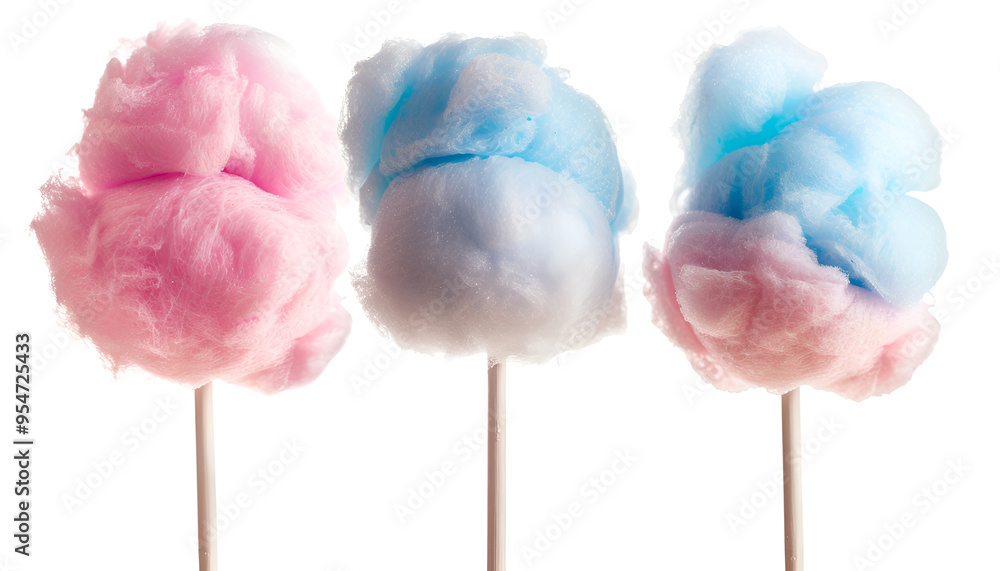 Stick with yummy cotton candy isolated on white Stick with yummy cotton candy isolated on white