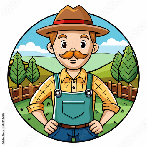 cartoon vector illustration of farmer