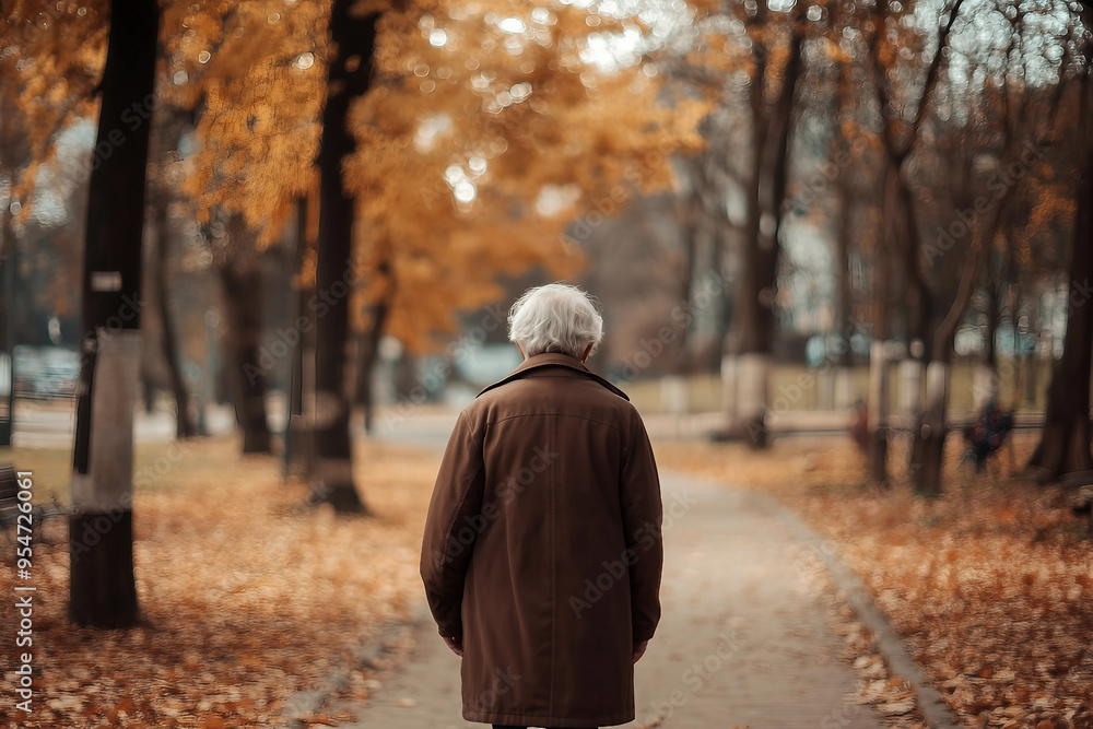 Dramatic quiet autumn scene, sad minded person contemplating rainy day, Generative AI Dramatic quiet autumn scene, sad minded person contemplating rainy day, Generative AI