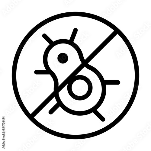 No bacteria icon in thin line style vector illustration graphic design