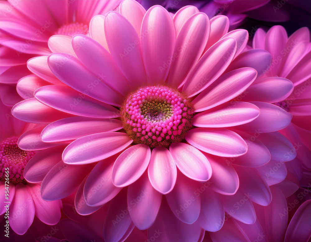 Closeup Illustration of a Pink Daisy Flower Detailed Artistic Floral Design and Botanical Art Closeup Illustration of a Pink Daisy Flower Detailed Artistic Floral Design and Botanical Art