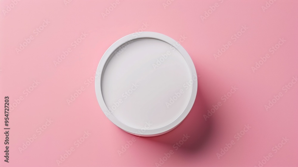 Top view of white blank cylinder for mock up and display products with pastel background Top view of white blank cylinder for mock up and display products with pastel background