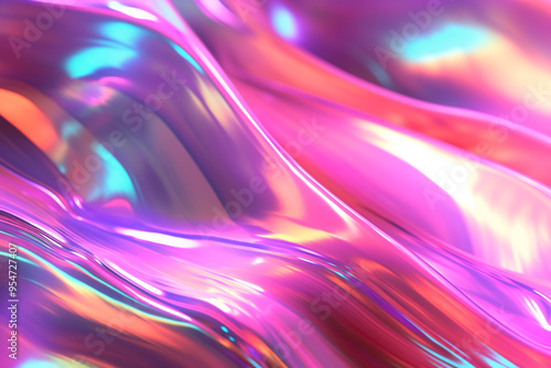 Metallic holographic iridescent gradient wallpaper. background