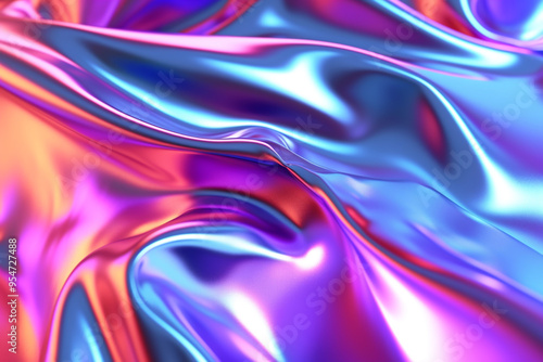 Wallpaper Mural Luminescent Elegance Colorful abstract holographic surface with waves. Torontodigital.ca