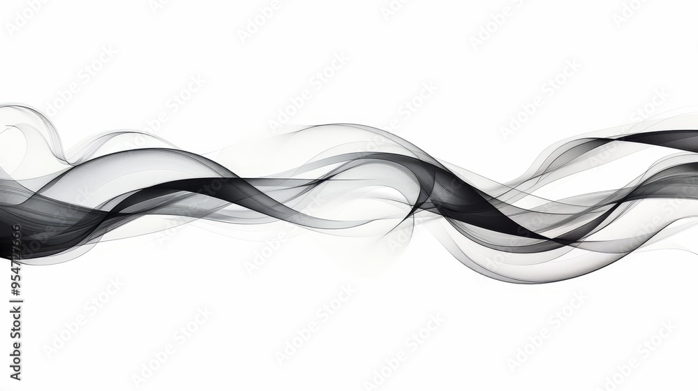 Obraz premium Abstract Black And White Wave. Modern Background With Wavy Lines For Banner, Flyer, Brochure.
